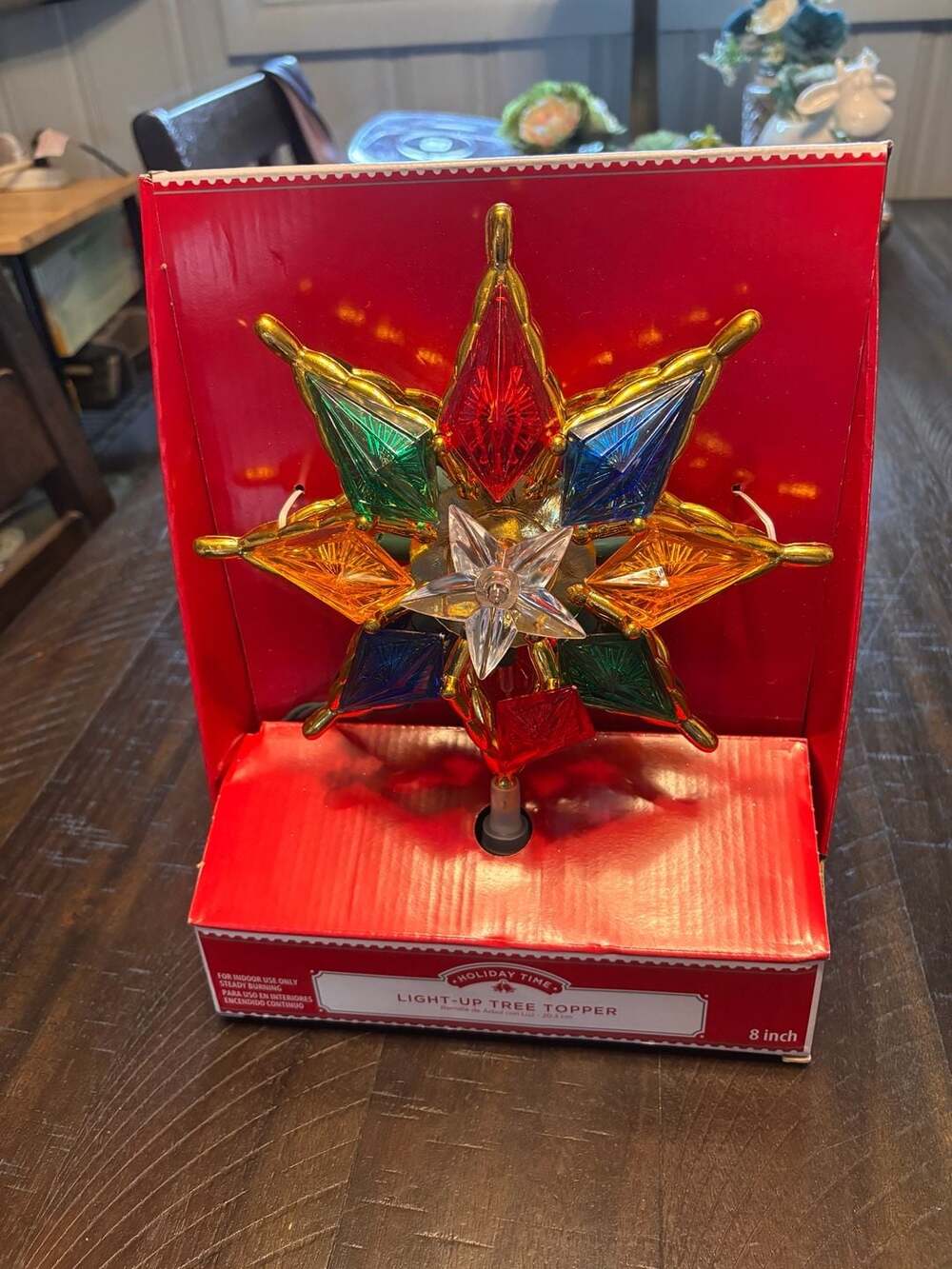 Holiday Time Light-Up Tree Topper 8 Inch Multi-Color Star